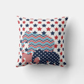 Coussin d'éléphant rouge, bleu et blanc (Verso)