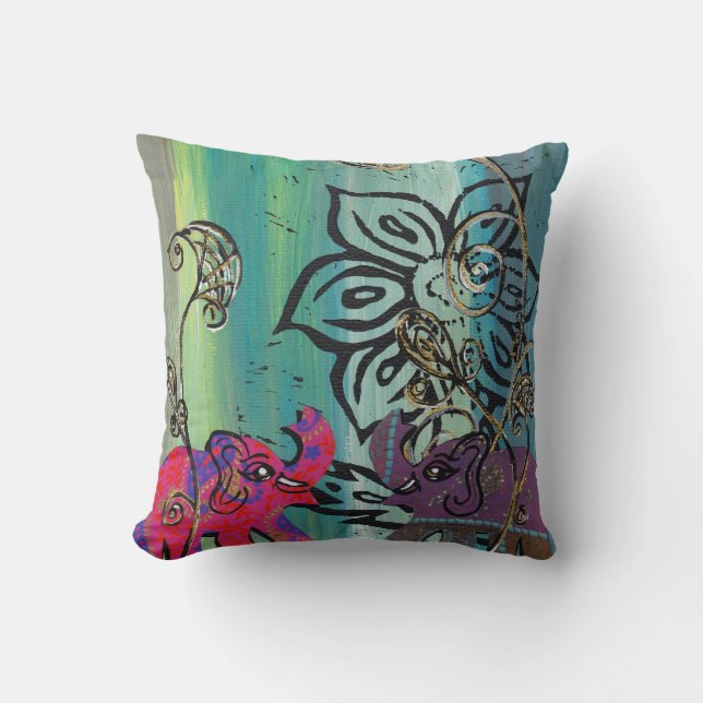 Coussin d'éléphants de patchwork (Recto)
