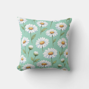 Coussin Délia marguerites à l'aquarelle sur