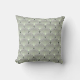 Coussin Délicat vert et gris, art déco.