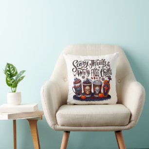 Coussin Délicieux café d'Halloween pour les Sips Éffrayant