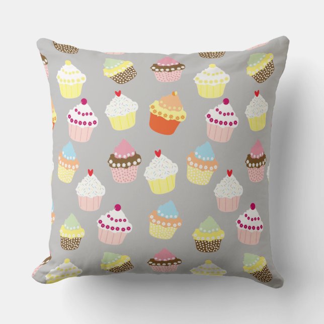Coussin Délicieux Cupcakes Décorés Anniversaire Jeu d'Orei (Recto)