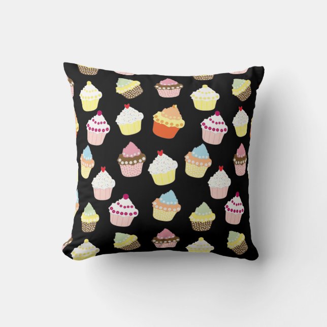 Coussin Délicieux Cupcakes Décorés Anniversaire Jeu d'Orei (Recto)