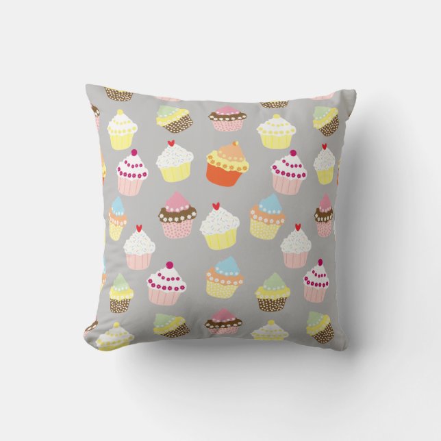 Coussin Délicieux Cupcakes Décorés Anniversaire Jeu d'Orei (Recto)