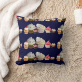 Coussin DÉLICIEUX CUPCAKES DESERT SHOP, Rose Black Fuchsia (Couverture)