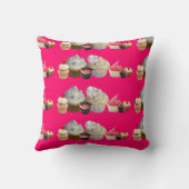 Coussin DÉLICIEUX CUPCAKES DESERT SHOP, Rose Black Fuchsia (Verso)