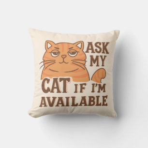 Coussin Demandez à mon chat si je suis disponible