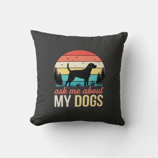 Coussin Demandez-moi à propos de mon chien Rétro Sunset_1 (Recto)