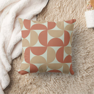 Coussin Demi-cercles de milieu de siècle en beige et terra