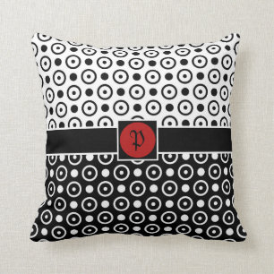 Coussin Demi de pois à moitié blanc noir élégant