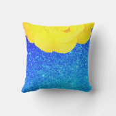 Coussin Demoiselle d'honneur Jaune Floral Bleu Paillettes (Verso)