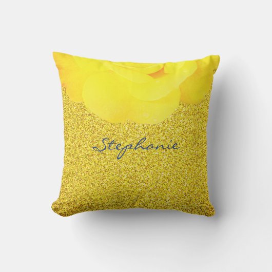 Coussin Demoiselle d'honneur Jaune Floral Or Paillettes Pa (Recto)