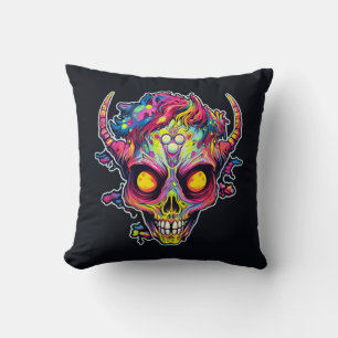 Coussin démon de crâne de néon déplaisant