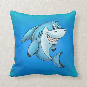 Coussin d'enfants de requin de bande dessinée