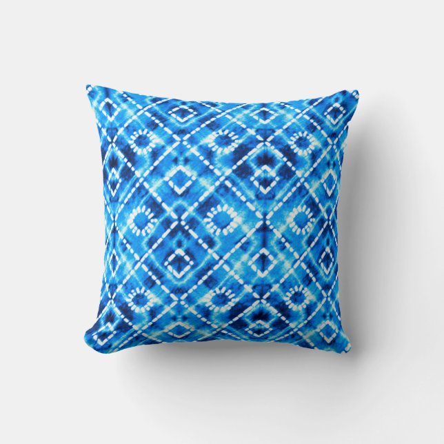 Coussin Denim bleu cravate die texture répéter motif moder (Recto)
