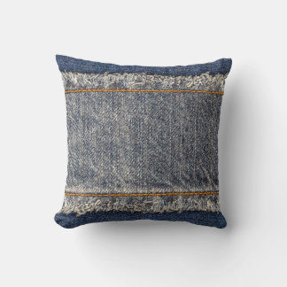 Coussin Denim Blue Jeans : Décontracté Double Patch