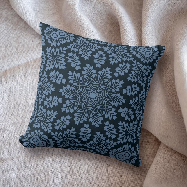 Coussin Denim Blue Mandala Star géométrique (Créateur téléchargé)