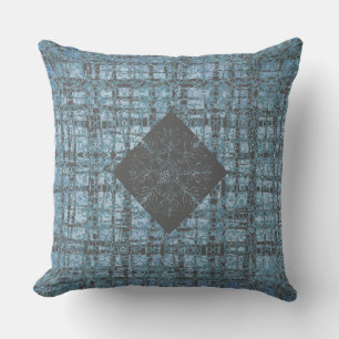 Coussin Denim Blue X et O's Motif Grey Check