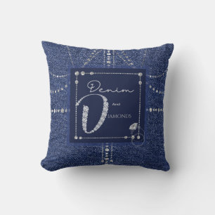 Coussin Denim et diamants Jeter l'oreiller