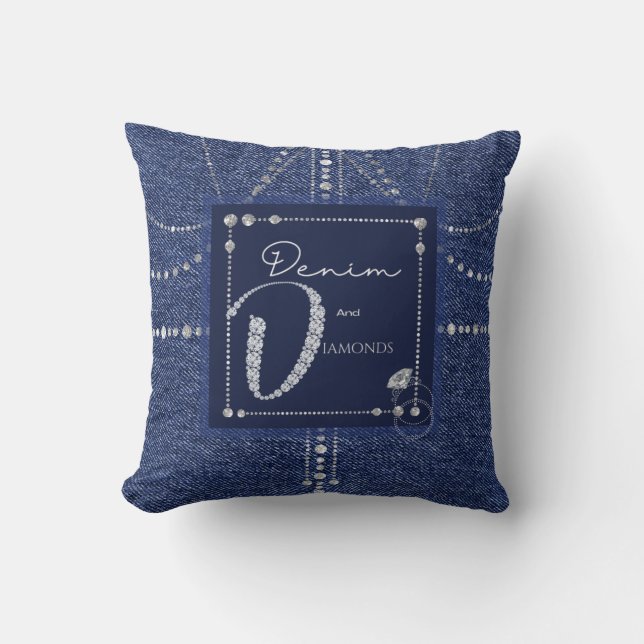 Coussin Denim et diamants Jeter l'oreiller (Recto)