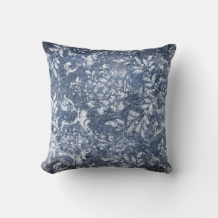 Coussin Denim floral défraîchi : Arrière - plan texturé gr