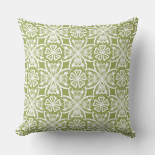 Coussin Dentelle blanche olive rétro dentelle