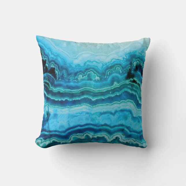 Coussin Dentelle bleue Agate texture de pierres gemmes nat (Recto)