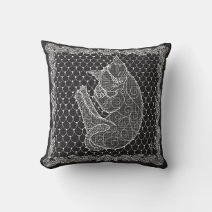 Coussin Dentelle de chat couchant Doily Jetez l'oreiller (