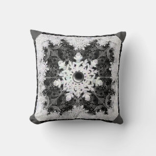 Coussin Dentelle en céramique noir & flocon de neige