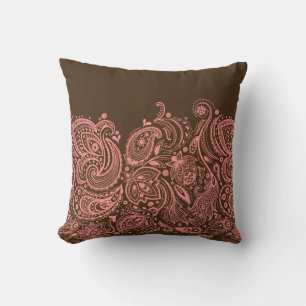 Coussin Dentelle Florale Rose avec Arrière - plan Brown