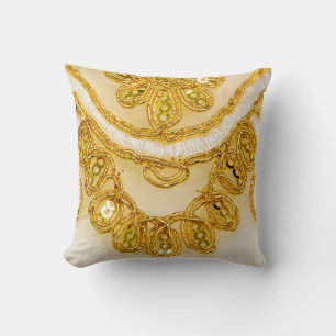Coussin Dentelle jaune doré rayé. texture Arrière - plan,