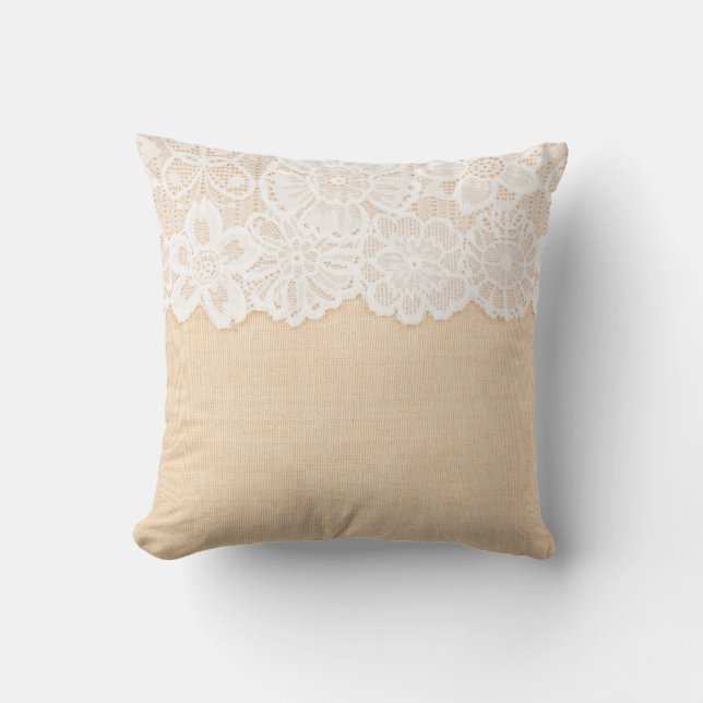 Coussin Dentelle ornementale blanche sur la conception de  (Recto)