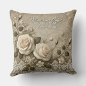 Coussin Dentelle Rose Blanche art IA  (Verso)