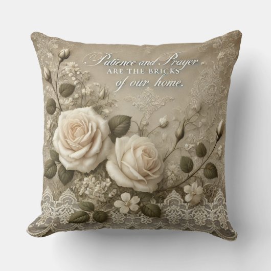 Coussin Dentelle Rose Blanche art IA  (Recto)