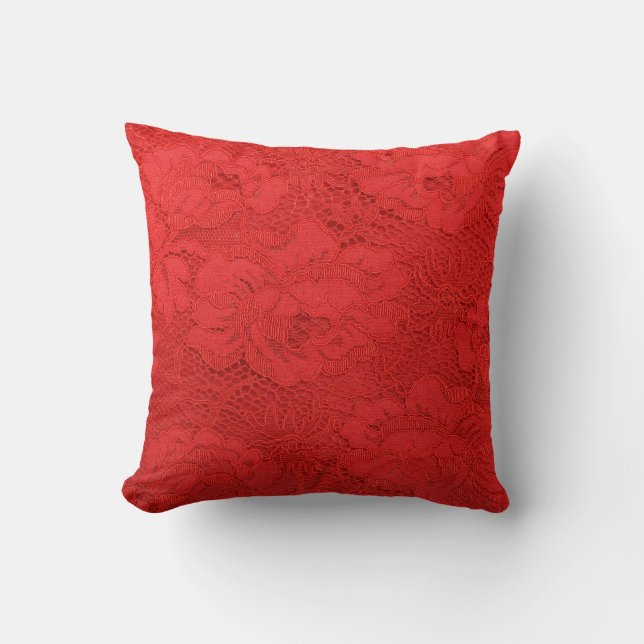Coussin Dentelle rouge élégante, texture transparente (Recto)
