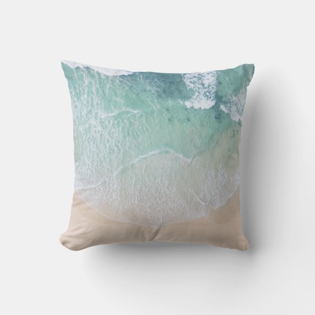 Coussin Dentelle verte et blanche Sable et mer (Recto)