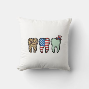 Coussin Dentiste Patriotique Dent Vintage Léopard Chemise