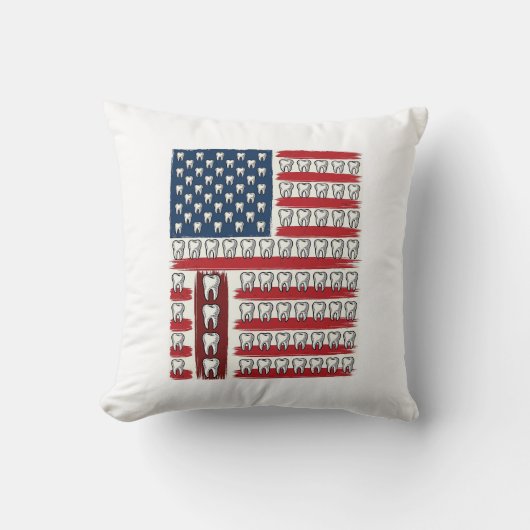 Coussin Dentiste Patriotique Drapeau Dentaire (Recto)