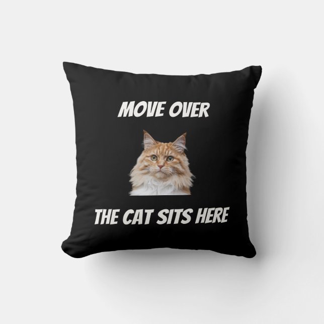 Coussin Déplace-toi, le chat est assis ici Drôle de chat p (Recto)