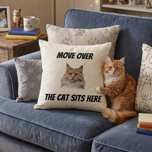Coussin Déplace-toi, le chat s'assoit ici Drôle de chat pe