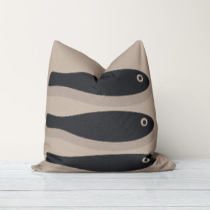 Coussin Dérive dans le silence - Taupe patiné et noir indi