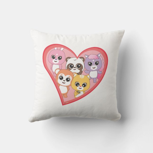 Coussin Des amis animaux en forme de coeur lancent l'oreil (Verso)