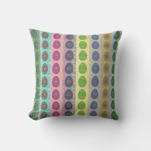 Coussin Des bandes modernes d'Oeufs de Pâques Abstraits co
