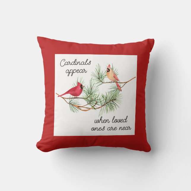 Coussin Des cardinaux apparaissent quand les proches sont  (Recto)
