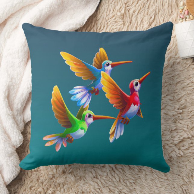Coussin Des colibris colorés en vol (Couverture)