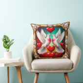 Coussin Des colombes blanches aimantes encadrées de cœurs (Chaise)