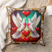 Coussin Des colombes blanches aimantes encadrées de cœurs (Couverture)