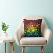 Coussin des étoiles arc-en-ciel foncé (Chaise)