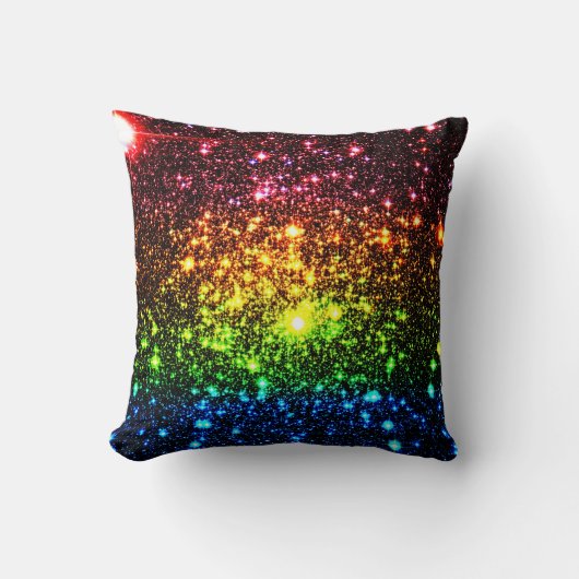 Coussin des étoiles arc-en-ciel foncé (Recto)