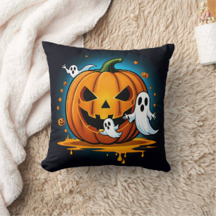 Coussin Des fantômes d'Halloween lunaires autour d'un citr
